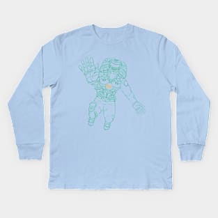 MHI Green Outline Spaceman Kids Long Sleeve T-Shirt